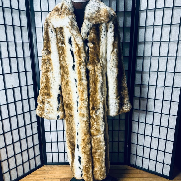 Pamela McCoy Full Length Canadian Bobcat Lynx Faux Fur Coat - Picture 1 of 7